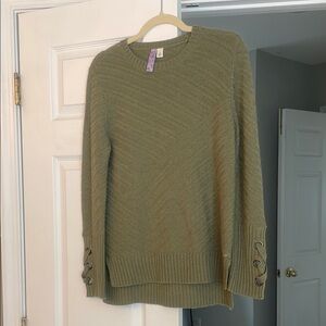 Olive Green Sweater with Button Detail